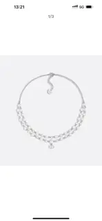 Dior double-layer pearl crystal CD necklace