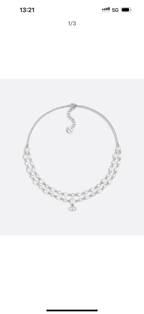 Dior double-layer pearl crystal CD necklace