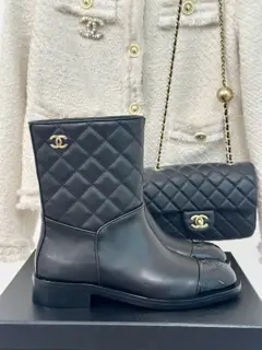 Chanel diamond color matching short boots
