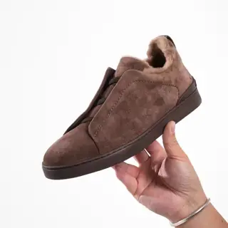 ZEGNA Casual Sports Suede Wool Lined Sneakers
