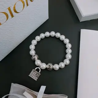 DIOR multi-element pearl agate Thai silver style bracelet