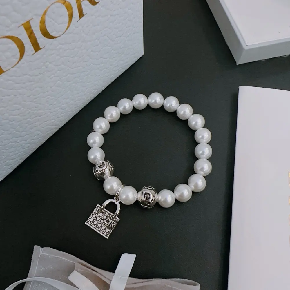 DIOR multi-element pearl agate Thai silver style bracelet