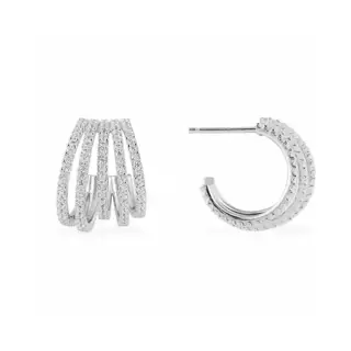 Apm monaco silver multi-layer diamond earrings