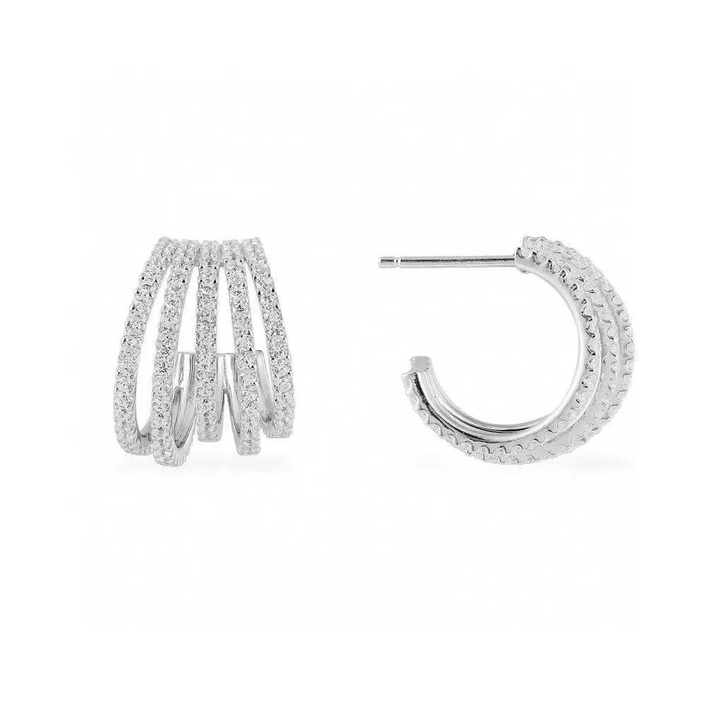 Apm monaco silver multi-layer diamond earrings