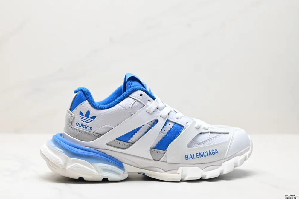 Adidas originals x Balenciaga Track Forum round toe lace-up non-slip low-top dad shoes 741106