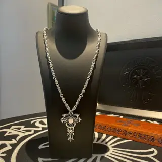 Chrome Hearts cross flower ball skull necklace