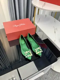Roger Vivier Virgule Diamond Buckle Satin Slingbacks Shoes