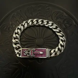 Chrome Hearts Classic Vintage Pink Diamond Sword Bracelet