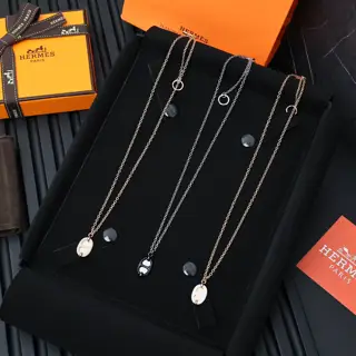 Hermès new enamel pig nose necklace