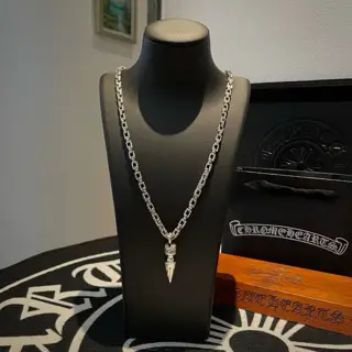 Chrome Hearts Classic Vintage Cross Necklace Bullet Pendant