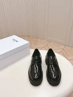 Celine 2024 autumn and winter new series neutral lace-up thick-soled single shoes