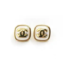 Chanel square pearl earrings
