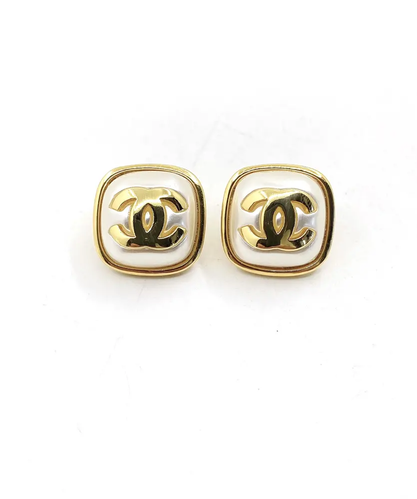 Chanel square pearl earrings
