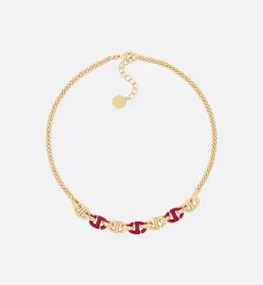 DIOR retro counter consistent brass material super texture Necklace