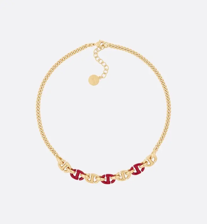 DIOR retro counter consistent brass material super texture Necklace