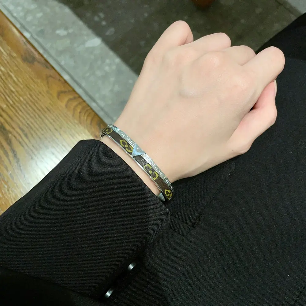 Louis Vuitton engraved lettering bracelet