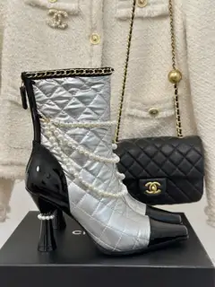 Chanel Pearl Chain High Heel Boots Series