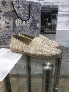 Dior patterned metal thread jacquard embroidered fisherman shoes single shoes