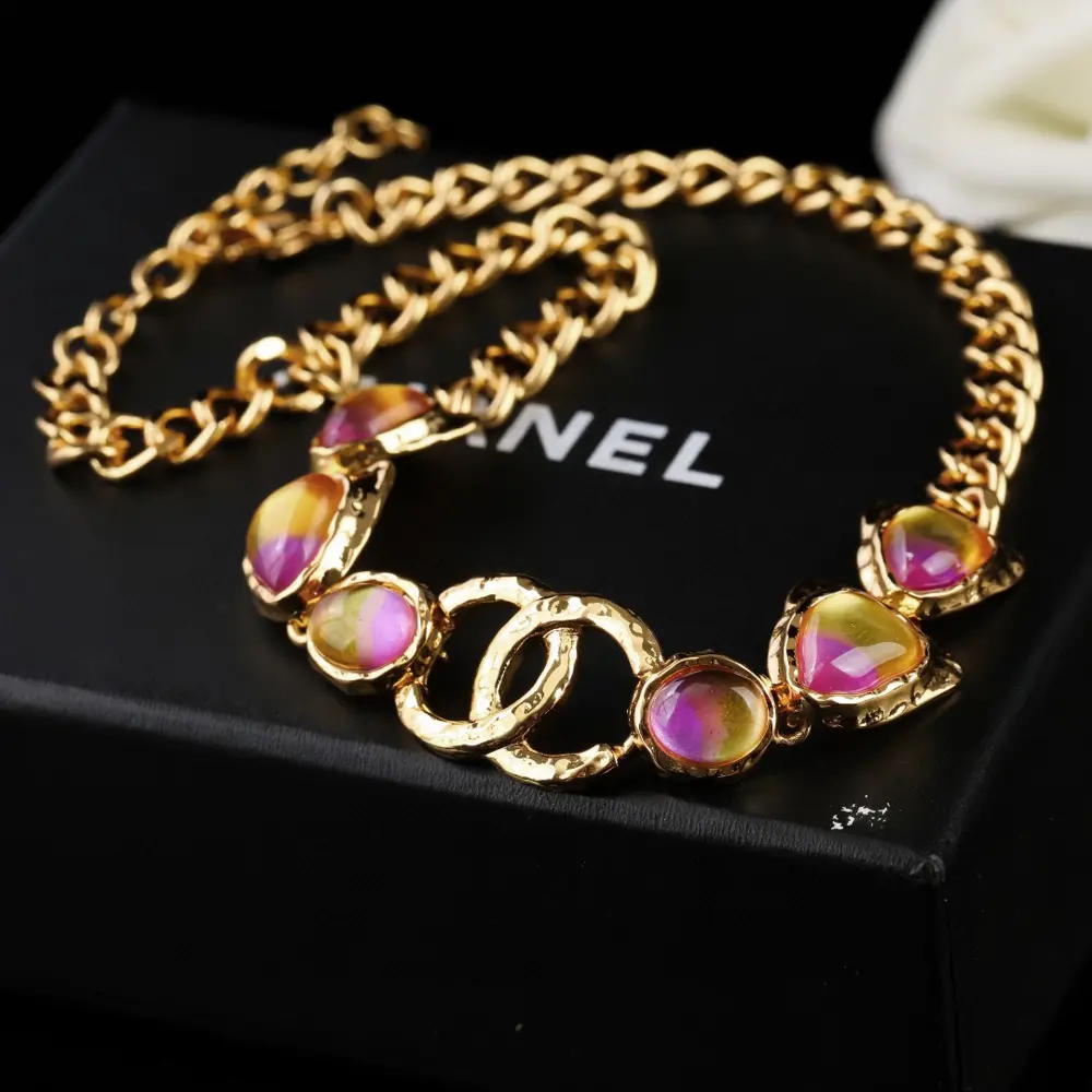 Chanel colorful double C necklace