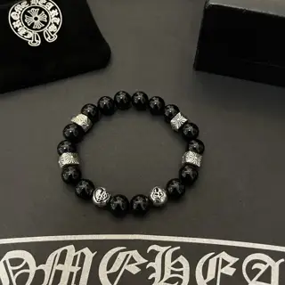 Chrome Hearts Classic Black Onyx Beads Vintage Multi-element Bracelet