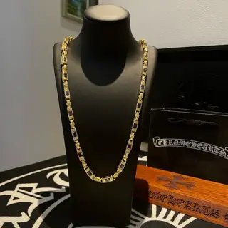 Chrome Hearts gold and purple diamond necklace