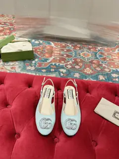 Gucci women’s shoes 2023 flat ballet shoes Double G crystal diamond buckle new single