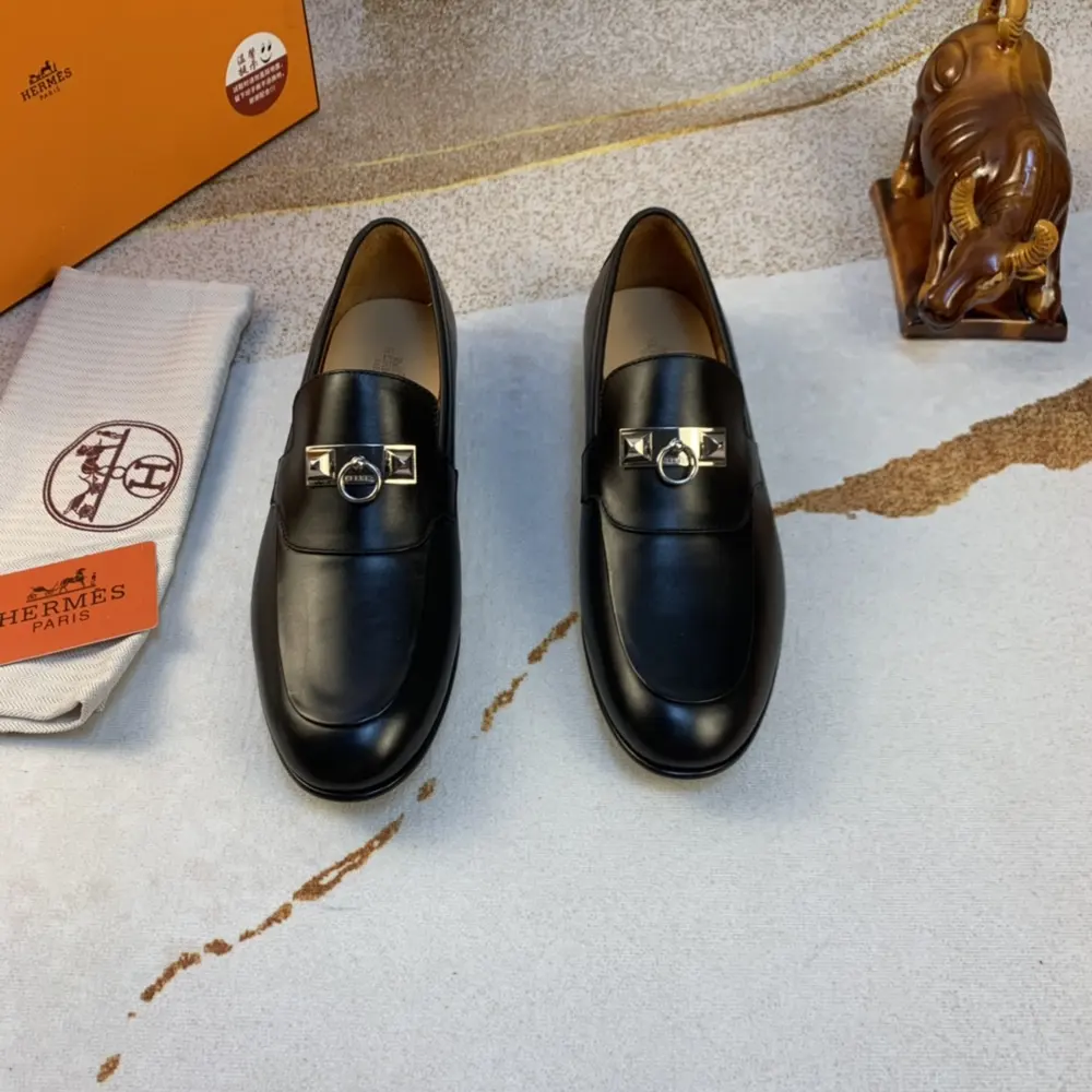 Hermès formal casual leather shoes slip-on style for men