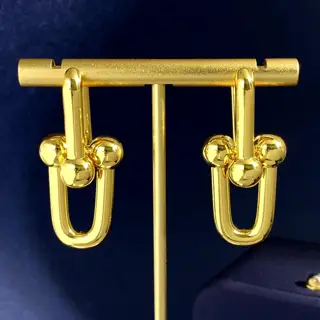 Tiffany’s new thick bamboo glossy two-section earrings