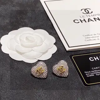 Chanel diamond heart earrings