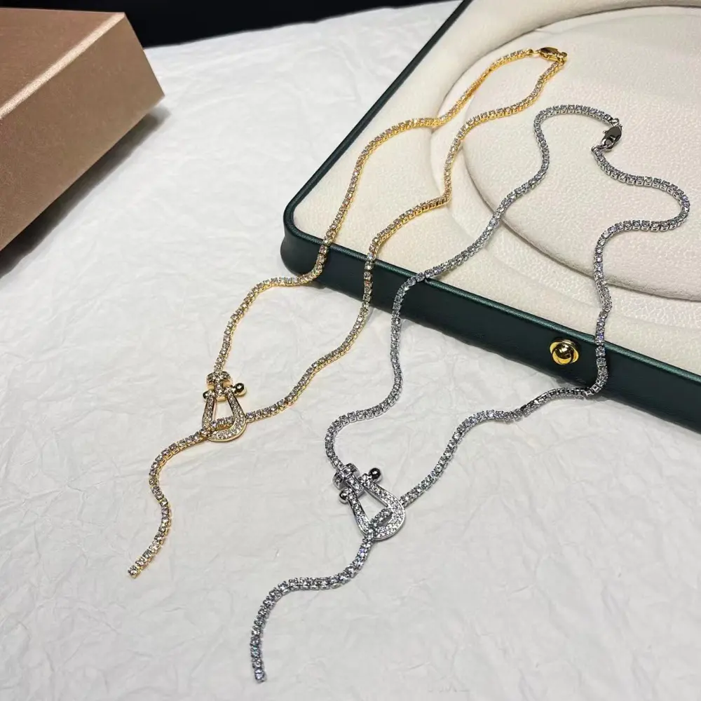 Fred horseshoe buckle full diamond necklace