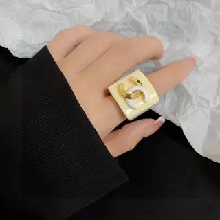 Chanel Double C colorful acrylic ring