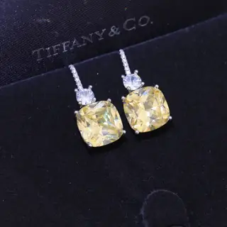 Tiffany square yellow diamond earrings