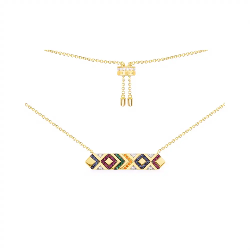 Apm monaco colorful tribal adjustable necklace with bar pendant geometric temperament