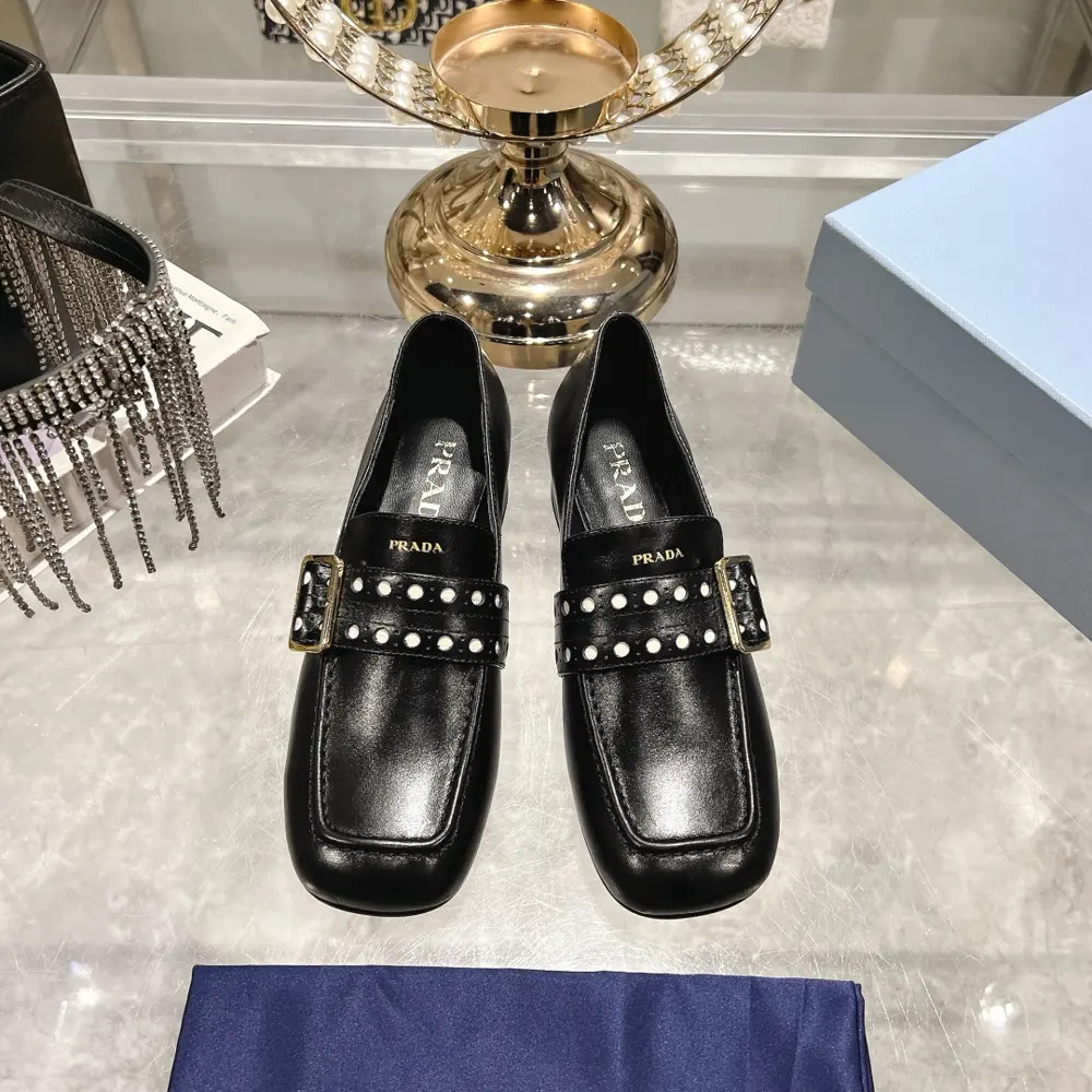Prada 25ss early spring new classic square heel Mary Jane single shoes