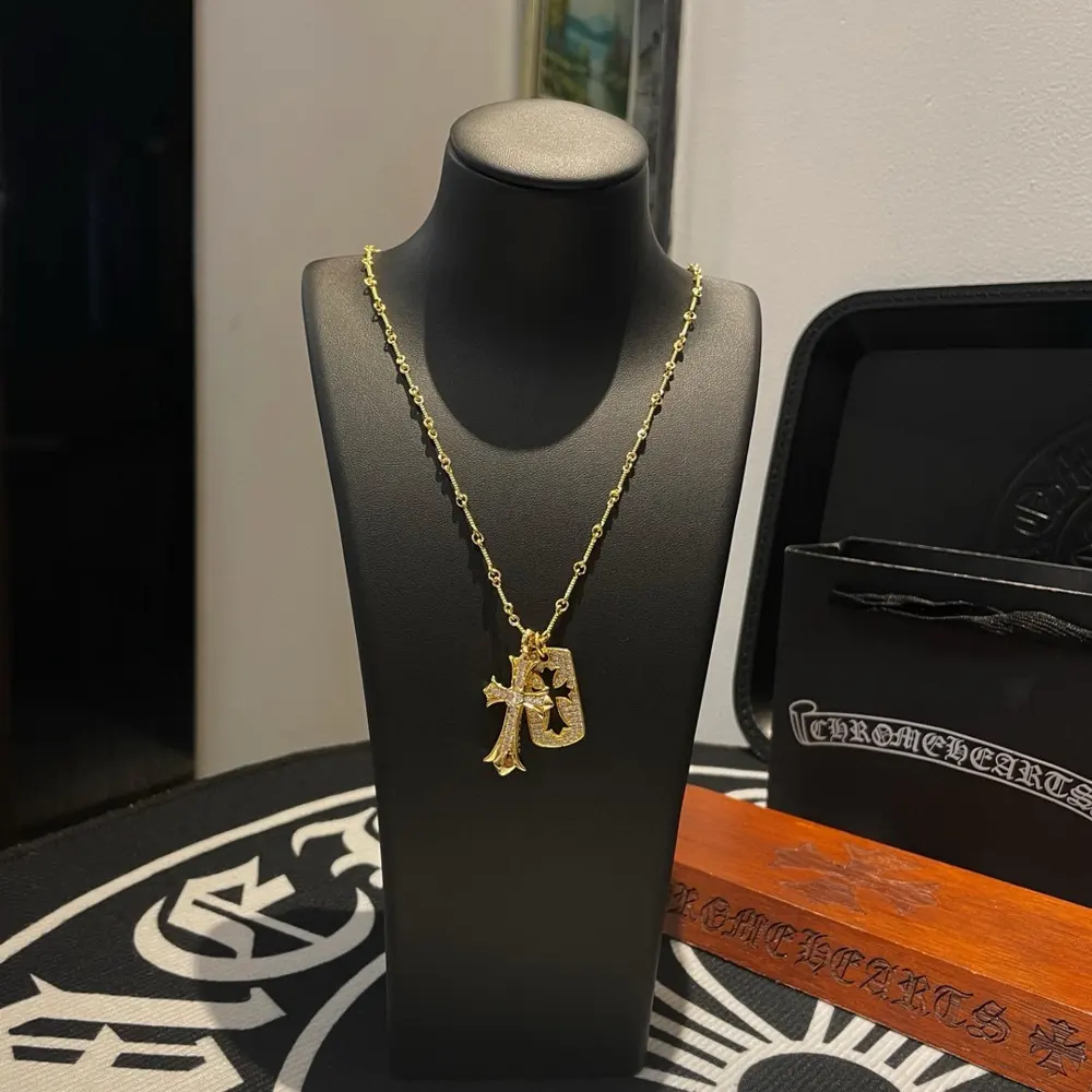 Chrome Hearts classic gold necklace with cross pendant