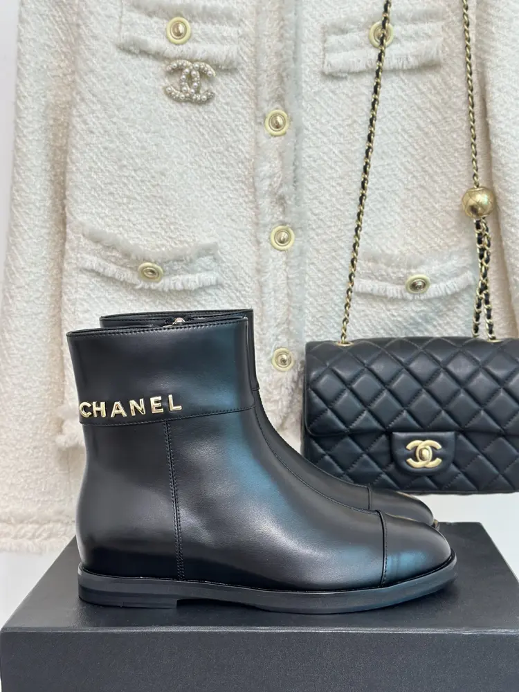 Chanel lettered heel-enhancing boots series