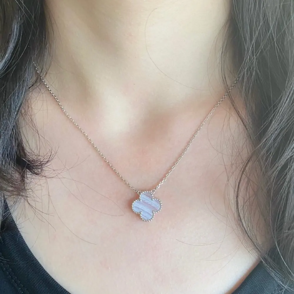 Van Cleef & Arpels natural purple chalcedony four-leaf clover necklace