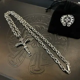 Chrome Hearts Classic Vintage S Letter Necklace Angel Cross Pendant