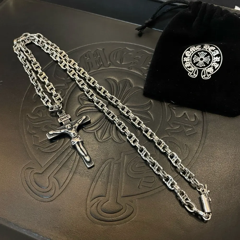 Chrome Hearts Classic Vintage S Letter Necklace Angel Cross Pendant