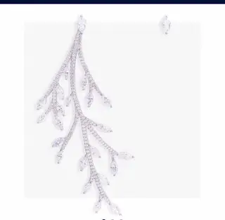 Apm monaco sterling silver asymmetrical leaf earrings with crystal diamonds