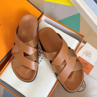 Hermès Kazimir series cross webbing waterproof platform sandals retro second uncle shoes H