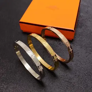 New product Hermes letter engraved bracelet⭐ 14K Seiko version color retention The narrow