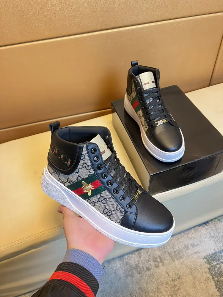Gucci high top sneakers. A must-have casual shoe for trendy men Original brand imported