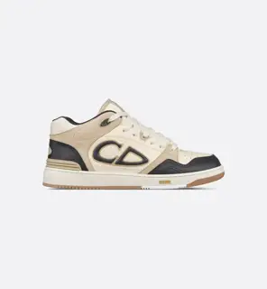 Dior B57 mid-top sneakers are crafted from smooth black and cream leather with beige suede