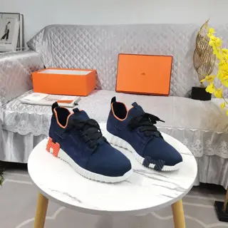 Hermès Couple’s Flyknit Mesh Contrast Color Sneakers