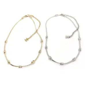 Chanel white gold 9 flower cc necklace