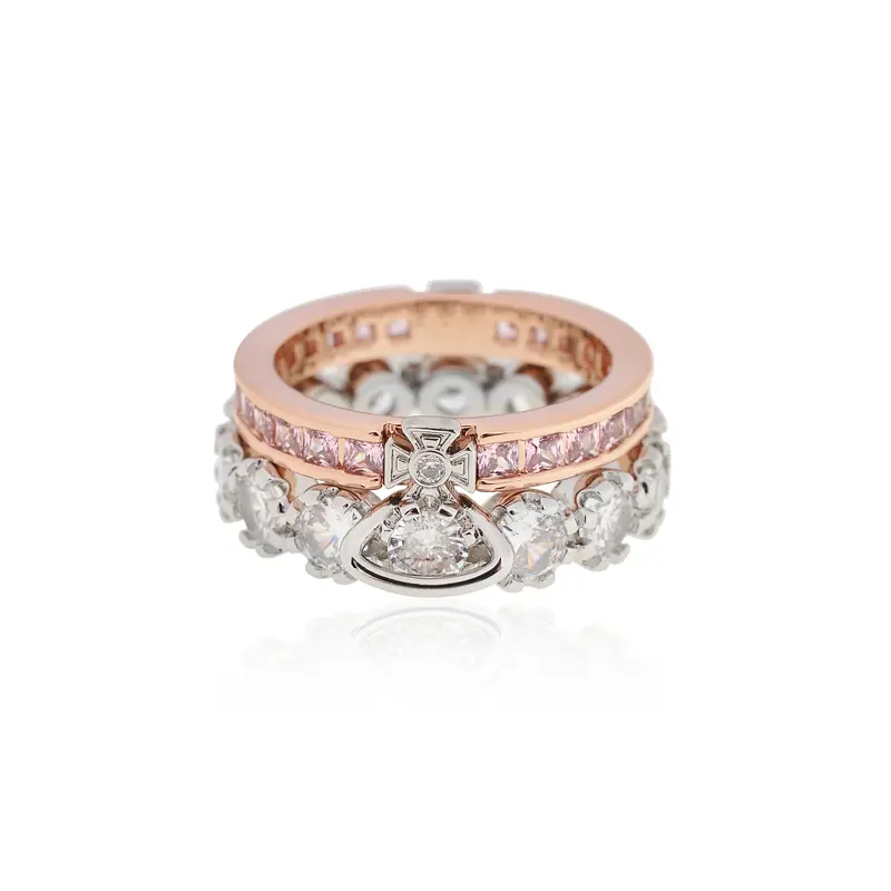 Vivienne Westwood double diamond Saturn ring – rose gold