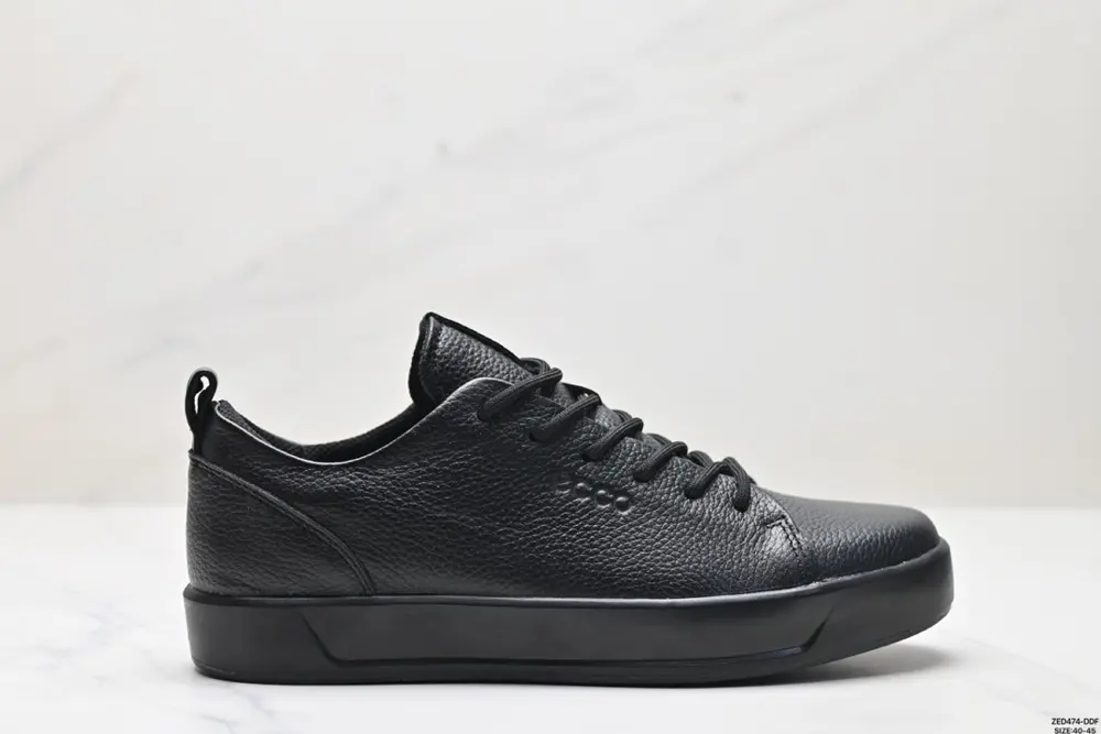 ecco leather round toe flat low-top sneakers 837514
