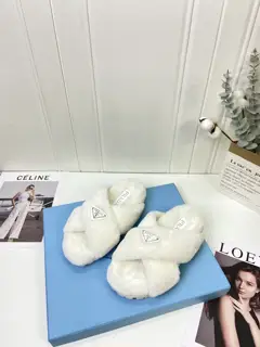 Prada Autumn and Winter Furry Slippers Series