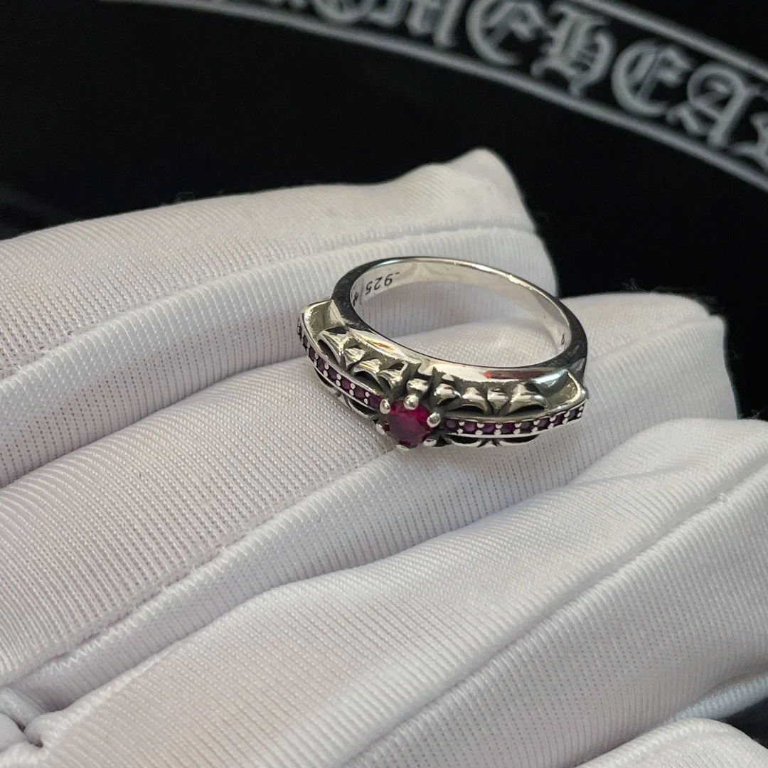 Chrome Hearts classic distressed pink diamond ring